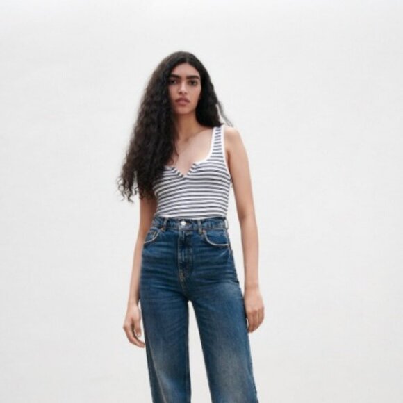 Zara Women's Ribbed Striped Bodysuit - M - Picture 1 of 6